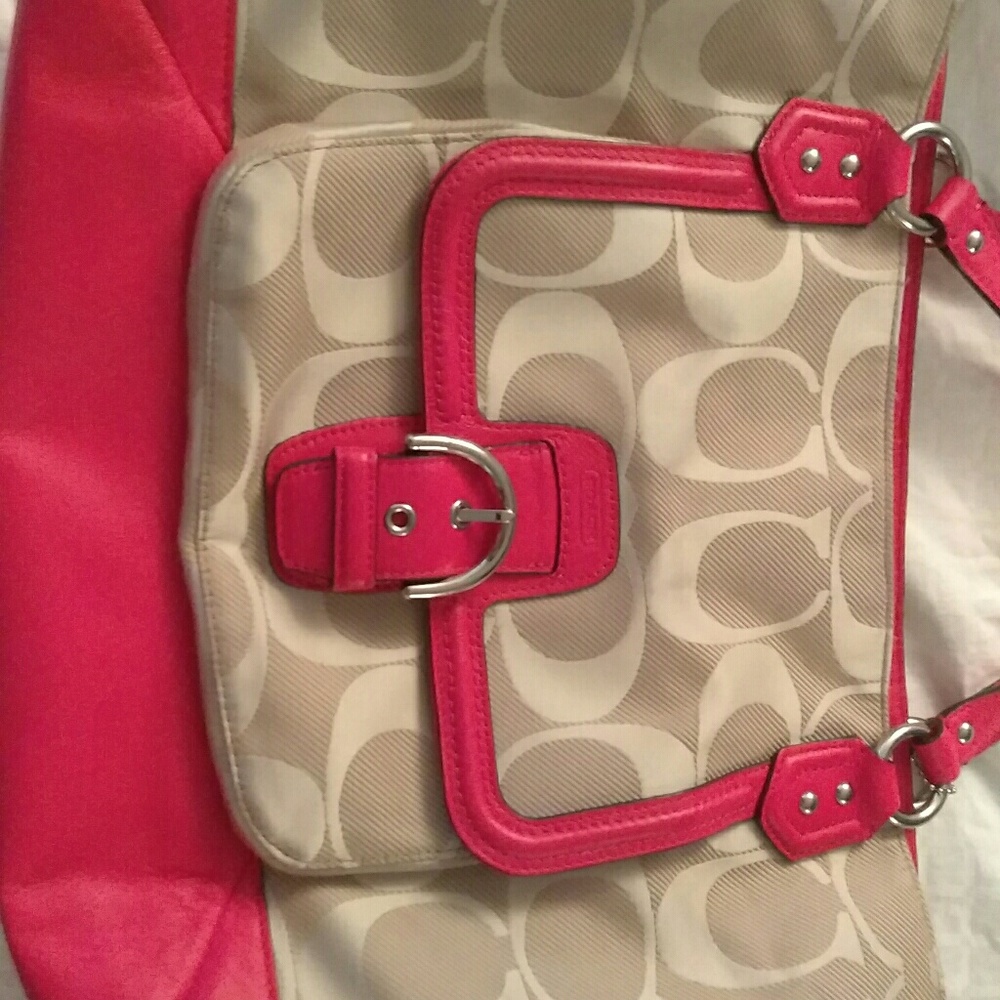 Coach tote pink and tan - Picture 7 of 8
